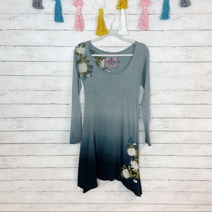 Johnny Was Floral Embroidered Ombré Dress XS